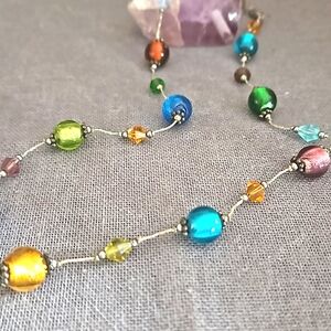 Premier Designs colorful glass beaded necklace EUC